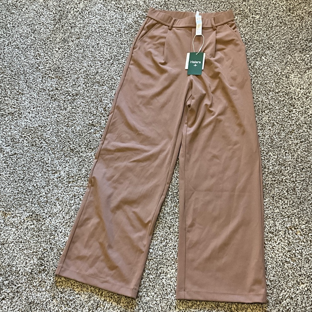 HALARA Tan Wide-Leg Trousers